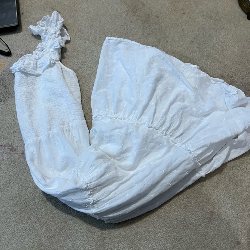 Old Navy White Ruffled Midi Dress Cottage Core - Picture 4 of 4